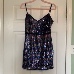 Purple Sequin Mini Dress
